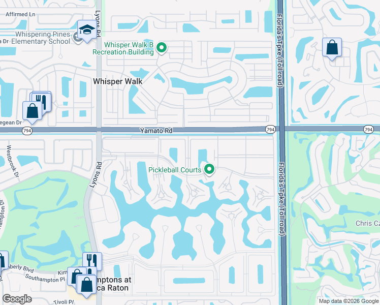 map of restaurants, bars, coffee shops, grocery stores, and more near 97 Preston Way in Boca Raton