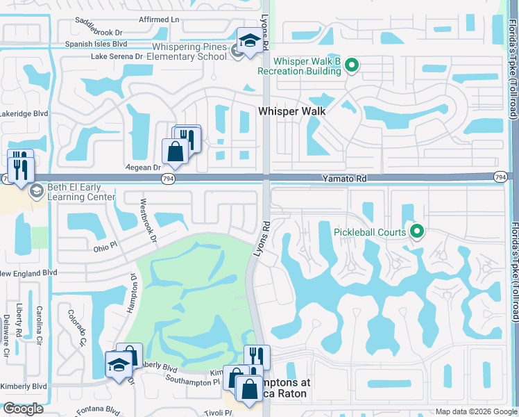 map of restaurants, bars, coffee shops, grocery stores, and more near 9159 Edgemont Lane in Boca Raton
