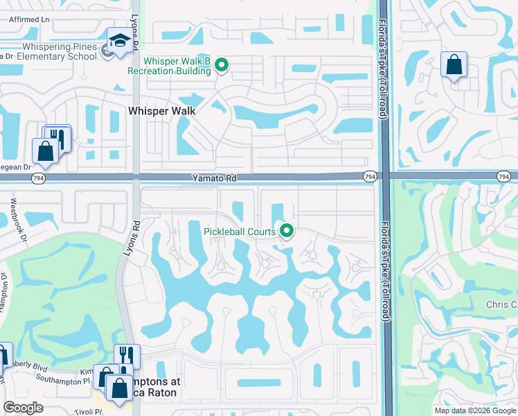 map of restaurants, bars, coffee shops, grocery stores, and more near 97 Preston Way in Boca Raton