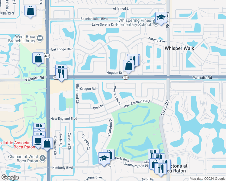 map of restaurants, bars, coffee shops, grocery stores, and more near 9483 Burlington Place in Boca Raton