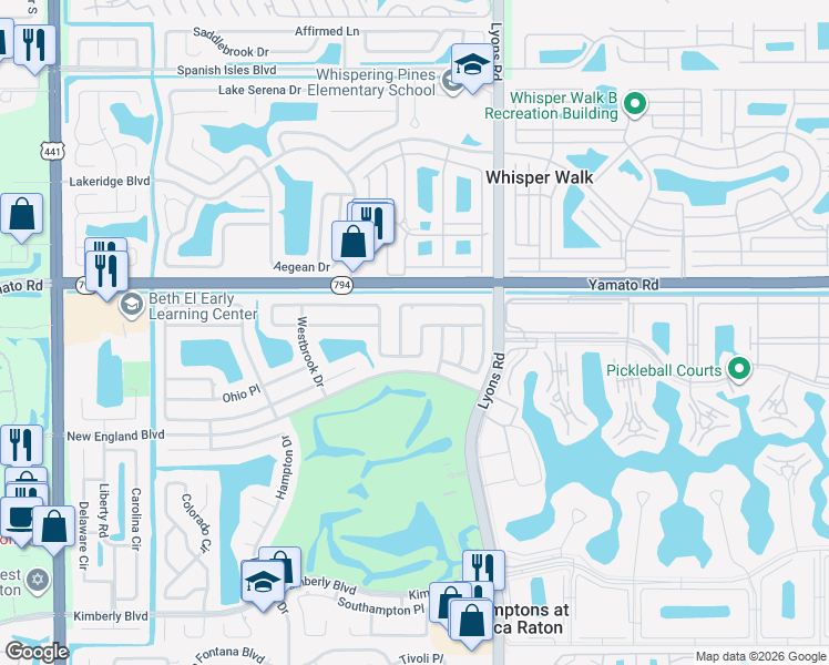 map of restaurants, bars, coffee shops, grocery stores, and more near 9165 Gettysburg Road in Boca Raton