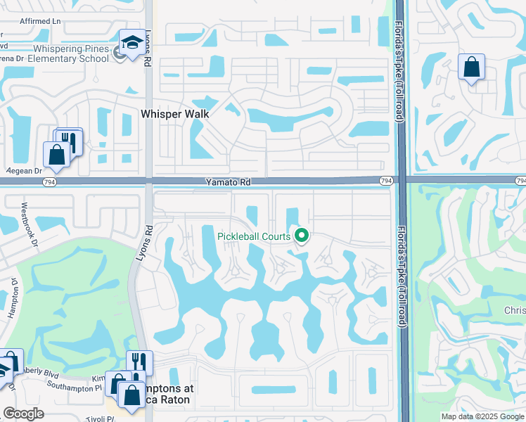 map of restaurants, bars, coffee shops, grocery stores, and more near 97 Preston Way in Boca Raton
