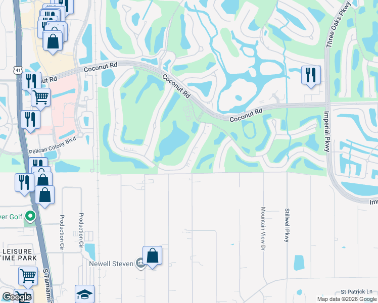 map of restaurants, bars, coffee shops, grocery stores, and more near 9053 Spring Run Boulevard in Bonita Springs