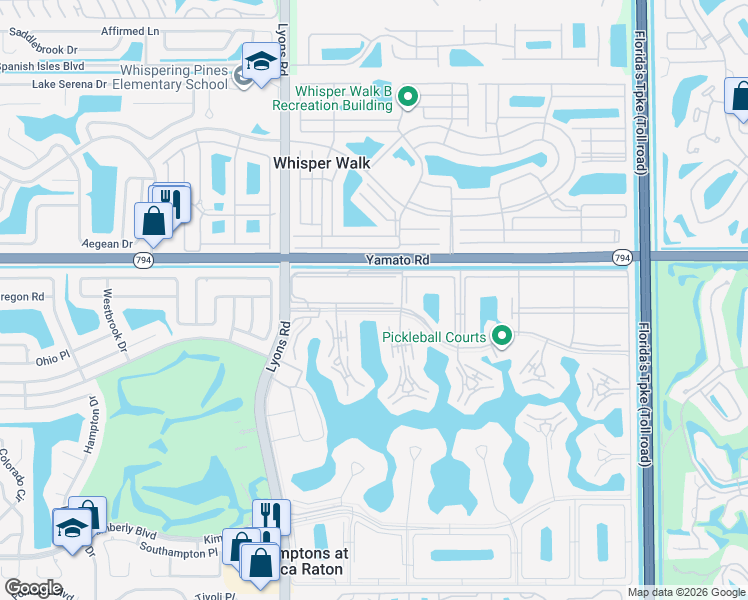 map of restaurants, bars, coffee shops, grocery stores, and more near 83 Suffolk B in Boca Raton