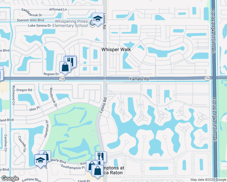 map of restaurants, bars, coffee shops, grocery stores, and more near 15 Suffolk A in Boca Raton