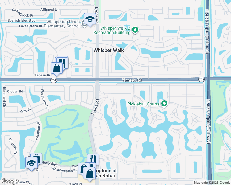 map of restaurants, bars, coffee shops, grocery stores, and more near 55 Suffolk B in Boca Raton