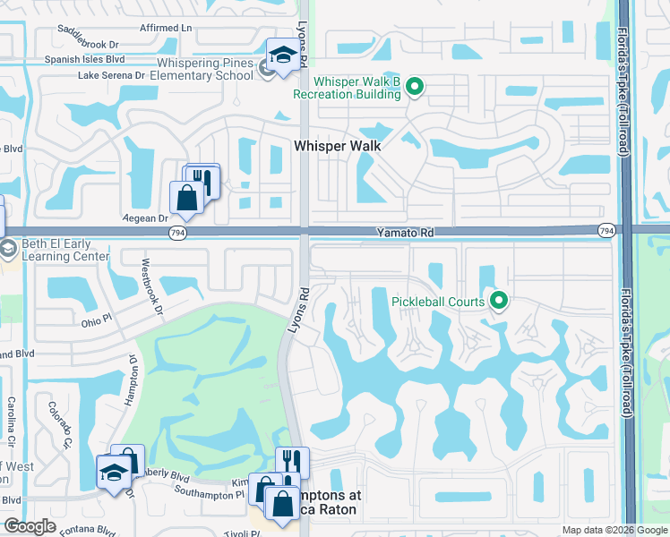 map of restaurants, bars, coffee shops, grocery stores, and more near 15 Suffolk A in Boca Raton