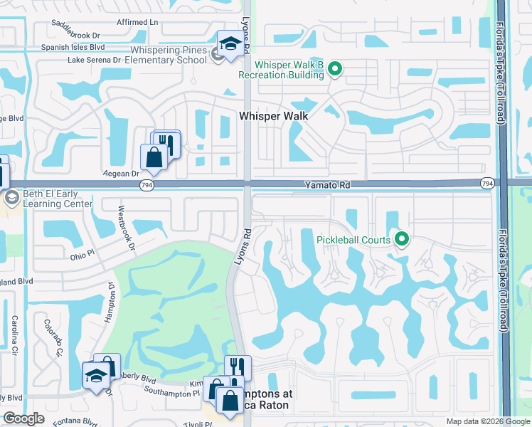 map of restaurants, bars, coffee shops, grocery stores, and more near 13 Suffolk A in Boca Raton