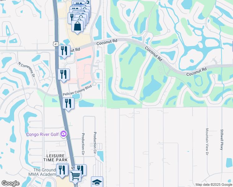 map of restaurants, bars, coffee shops, grocery stores, and more near 9204 Spring Run Boulevard in Bonita Springs