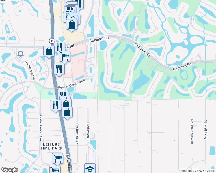 map of restaurants, bars, coffee shops, grocery stores, and more near 9204 Spring Run Boulevard in Bonita Springs