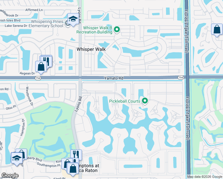 map of restaurants, bars, coffee shops, grocery stores, and more near 94 Suffolk C in Boca Raton