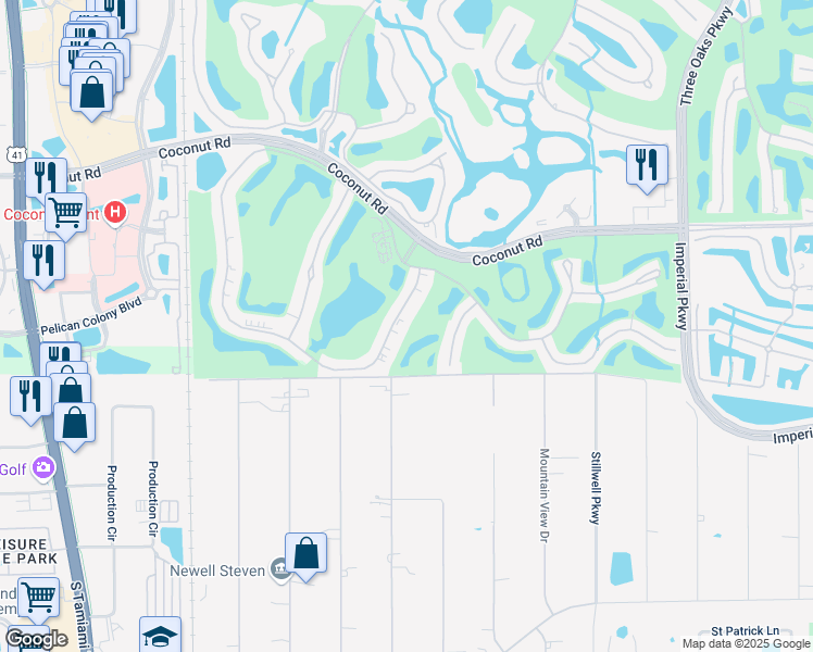 map of restaurants, bars, coffee shops, grocery stores, and more near 9040 Spring Run Boulevard in Bonita Springs