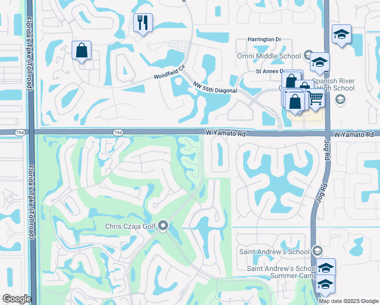 map of restaurants, bars, coffee shops, grocery stores, and more near 19315 Sabal Lake Drive in Boca Raton