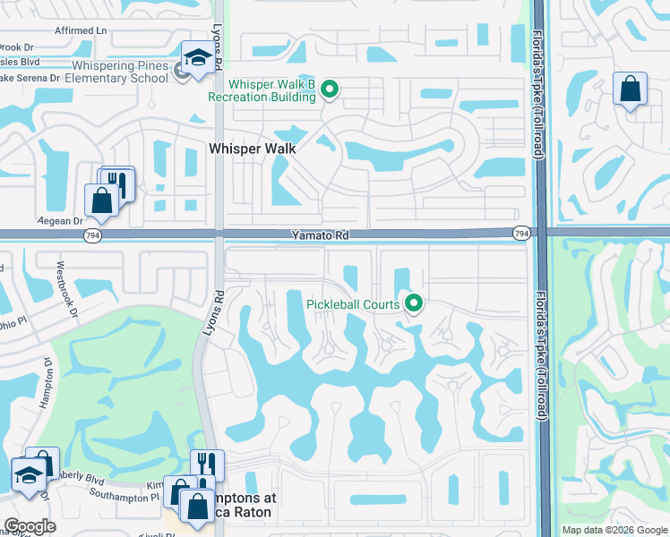map of restaurants, bars, coffee shops, grocery stores, and more near 94 Suffolk C in Boca Raton