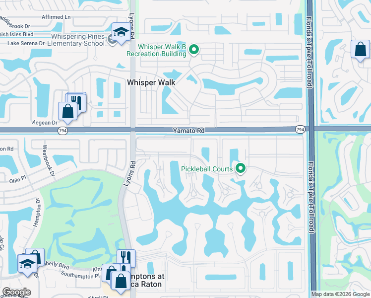 map of restaurants, bars, coffee shops, grocery stores, and more near 83 Suffolk B in Boca Raton
