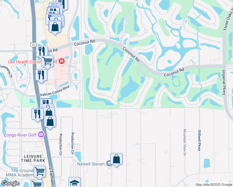 map of restaurants, bars, coffee shops, grocery stores, and more near 23591 Sandy Creek Terrace in Bonita Springs
