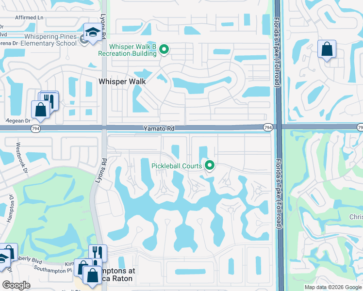 map of restaurants, bars, coffee shops, grocery stores, and more near 97 Preston Way in Boca Raton