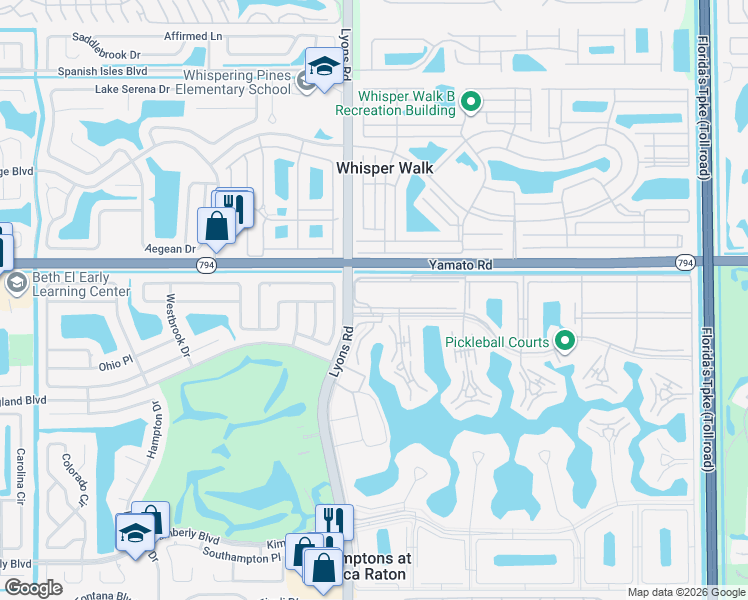 map of restaurants, bars, coffee shops, grocery stores, and more near 15 Suffolk A in Boca Raton
