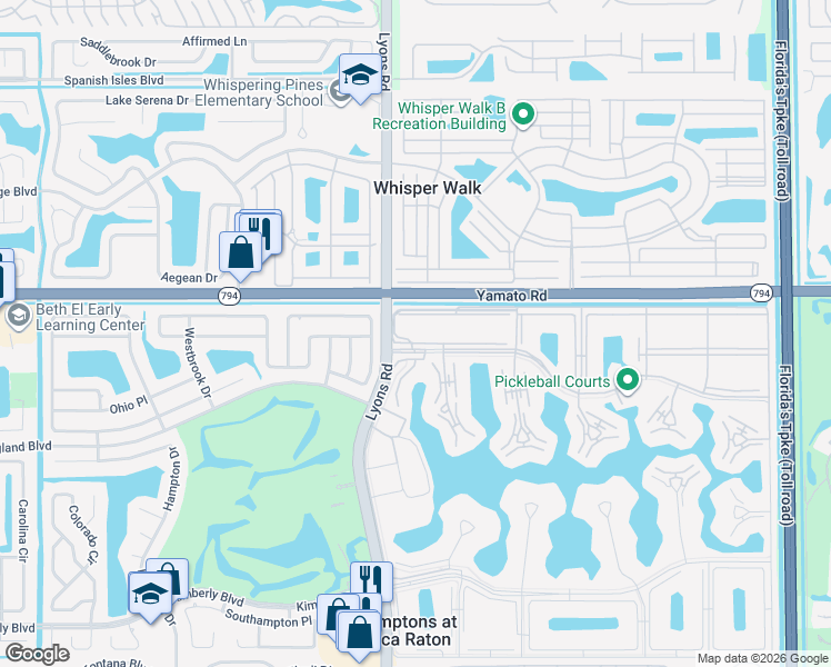 map of restaurants, bars, coffee shops, grocery stores, and more near 15 Suffolk A in Boca Raton