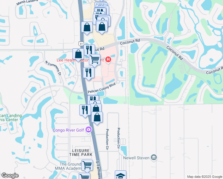 map of restaurants, bars, coffee shops, grocery stores, and more near 8460 Murano Del Lago Drive in Bonita Springs