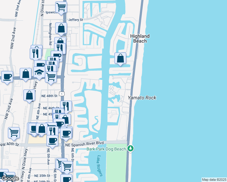 4740 South Ocean Boulevard Highland Beach Fl Walk Score Map Of Restaurants Bars Coffee S Grocery Ore Near 4740
