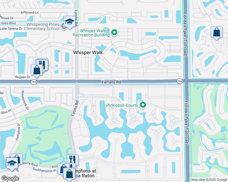 map of restaurants, bars, coffee shops, grocery stores, and more near 94 Suffolk C in Boca Raton