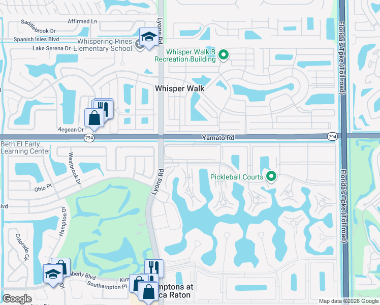 map of restaurants, bars, coffee shops, grocery stores, and more near 55 Suffolk B in Boca Raton