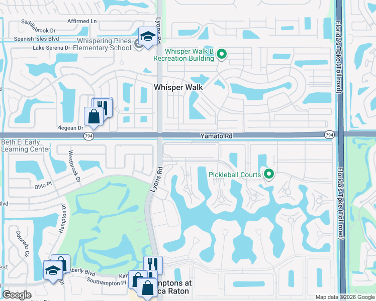 map of restaurants, bars, coffee shops, grocery stores, and more near 55 Suffolk B in Boca Raton
