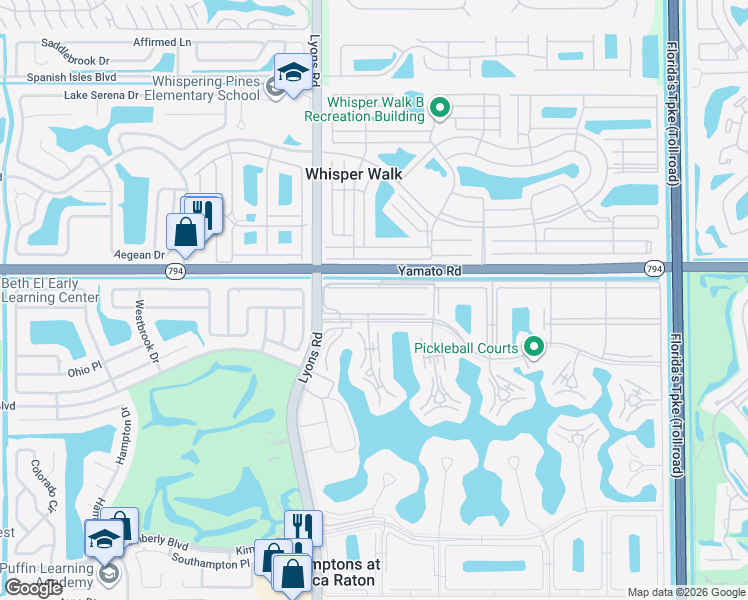 map of restaurants, bars, coffee shops, grocery stores, and more near 55 Suffolk B in Boca Raton