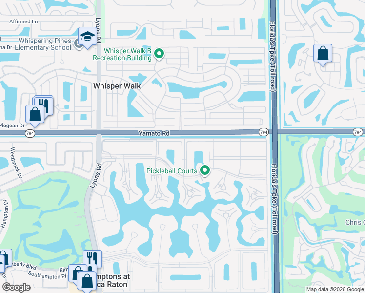 map of restaurants, bars, coffee shops, grocery stores, and more near 97 Preston Way in Boca Raton