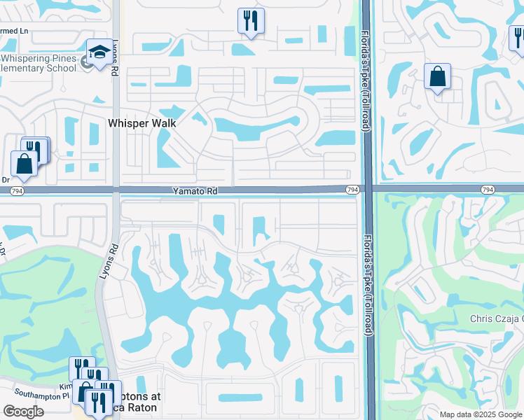 map of restaurants, bars, coffee shops, grocery stores, and more near 367 Mansfield Drive in Boca Raton