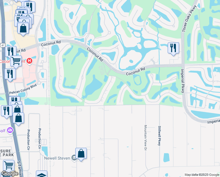 map of restaurants, bars, coffee shops, grocery stores, and more near 9040 Spring Run Boulevard in Bonita Springs