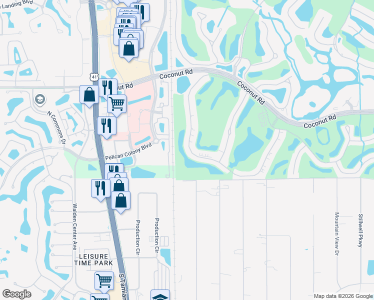 map of restaurants, bars, coffee shops, grocery stores, and more near 9204 Spring Run Boulevard in Bonita Springs