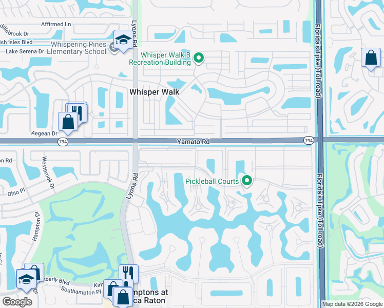 map of restaurants, bars, coffee shops, grocery stores, and more near 83 Suffolk B in Boca Raton
