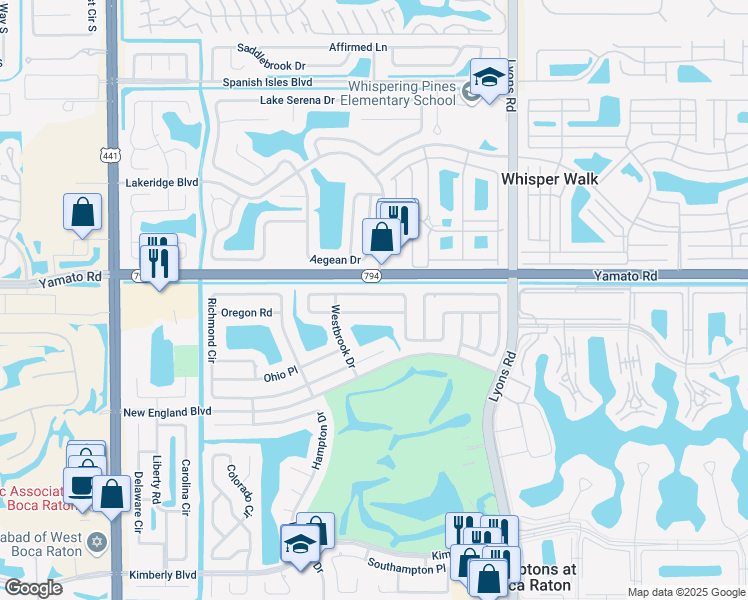 map of restaurants, bars, coffee shops, grocery stores, and more near 9513 Burlington Place in Boca Raton