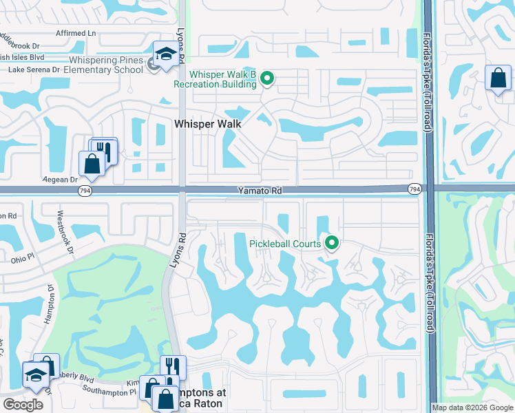 map of restaurants, bars, coffee shops, grocery stores, and more near 83 Suffolk B in Boca Raton