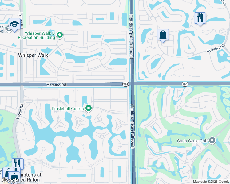 map of restaurants, bars, coffee shops, grocery stores, and more near 120 Summerbreeze Lane in Boca Raton