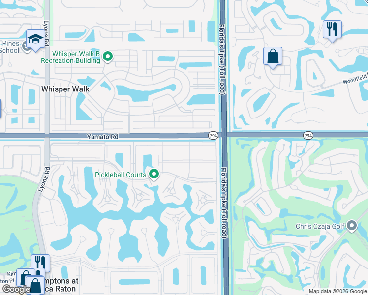 map of restaurants, bars, coffee shops, grocery stores, and more near 8168 Summerbreeze Lane in Boca Raton