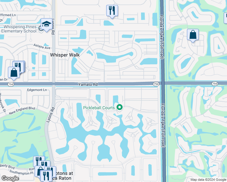 map of restaurants, bars, coffee shops, grocery stores, and more near 241 Preston F in Boca Raton