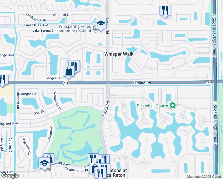 map of restaurants, bars, coffee shops, grocery stores, and more near 8917 Echo Lane in Boca Raton