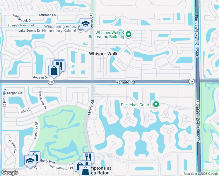 map of restaurants, bars, coffee shops, grocery stores, and more near 8857 Echo Lane in Boca Raton