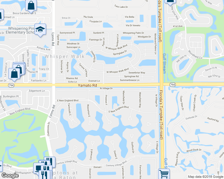 map of restaurants, bars, coffee shops, grocery stores, and more near 241 Preston F in Boca Raton