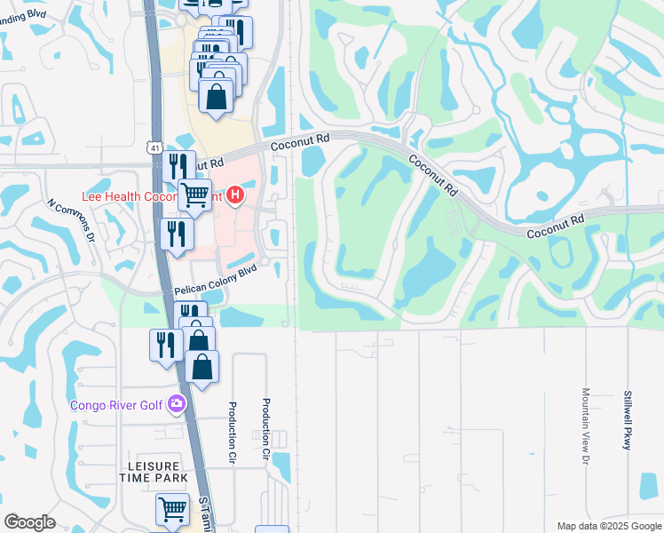map of restaurants, bars, coffee shops, grocery stores, and more near 9240 Spring Run Boulevard in Bonita Springs