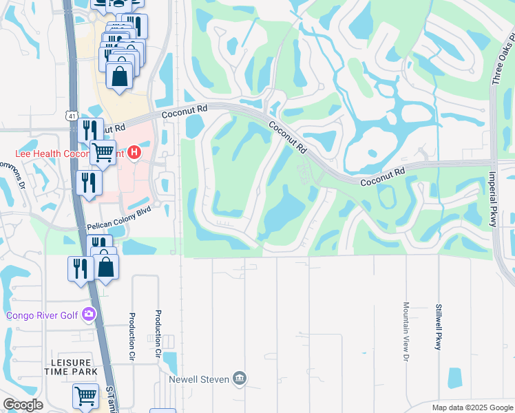 map of restaurants, bars, coffee shops, grocery stores, and more near 23591 Sandy Creek Terrace in Bonita Springs