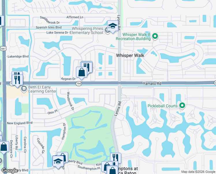 map of restaurants, bars, coffee shops, grocery stores, and more near 9203 Edgemont Lane in Boca Raton