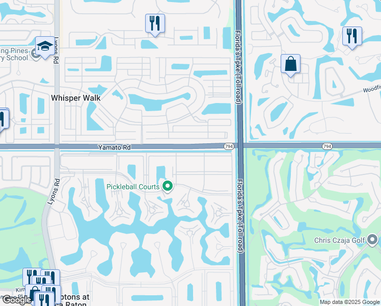 map of restaurants, bars, coffee shops, grocery stores, and more near 8168 Summerbreeze Lane in Boca Raton