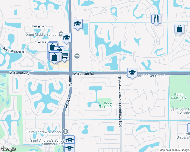 map of restaurants, bars, coffee shops, grocery stores, and more near 2659 Northwest 49th Street in Boca Raton
