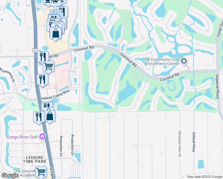 map of restaurants, bars, coffee shops, grocery stores, and more near 23576 Sandy Creek Terrace in Bonita Springs