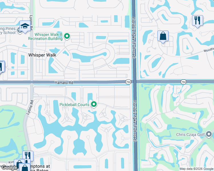 map of restaurants, bars, coffee shops, grocery stores, and more near 8168 Summerbreeze Lane in Boca Raton
