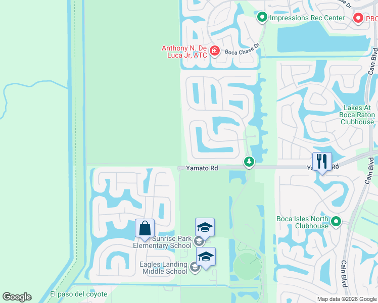 map of restaurants, bars, coffee shops, grocery stores, and more near 11343 Sea Grass Circle in Boca Raton